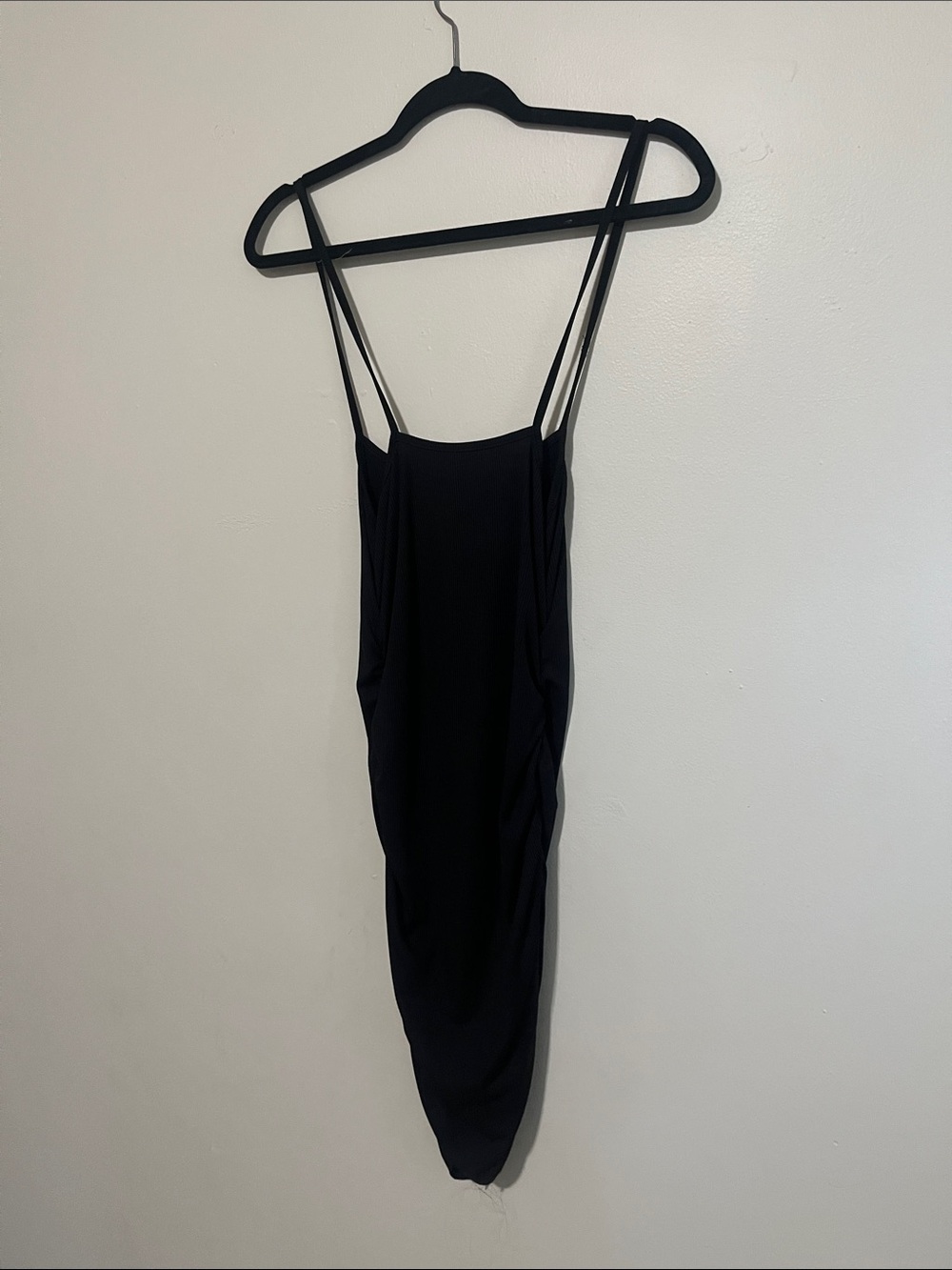 Minimal Black Slip Dress with Double Spaghetti Straps